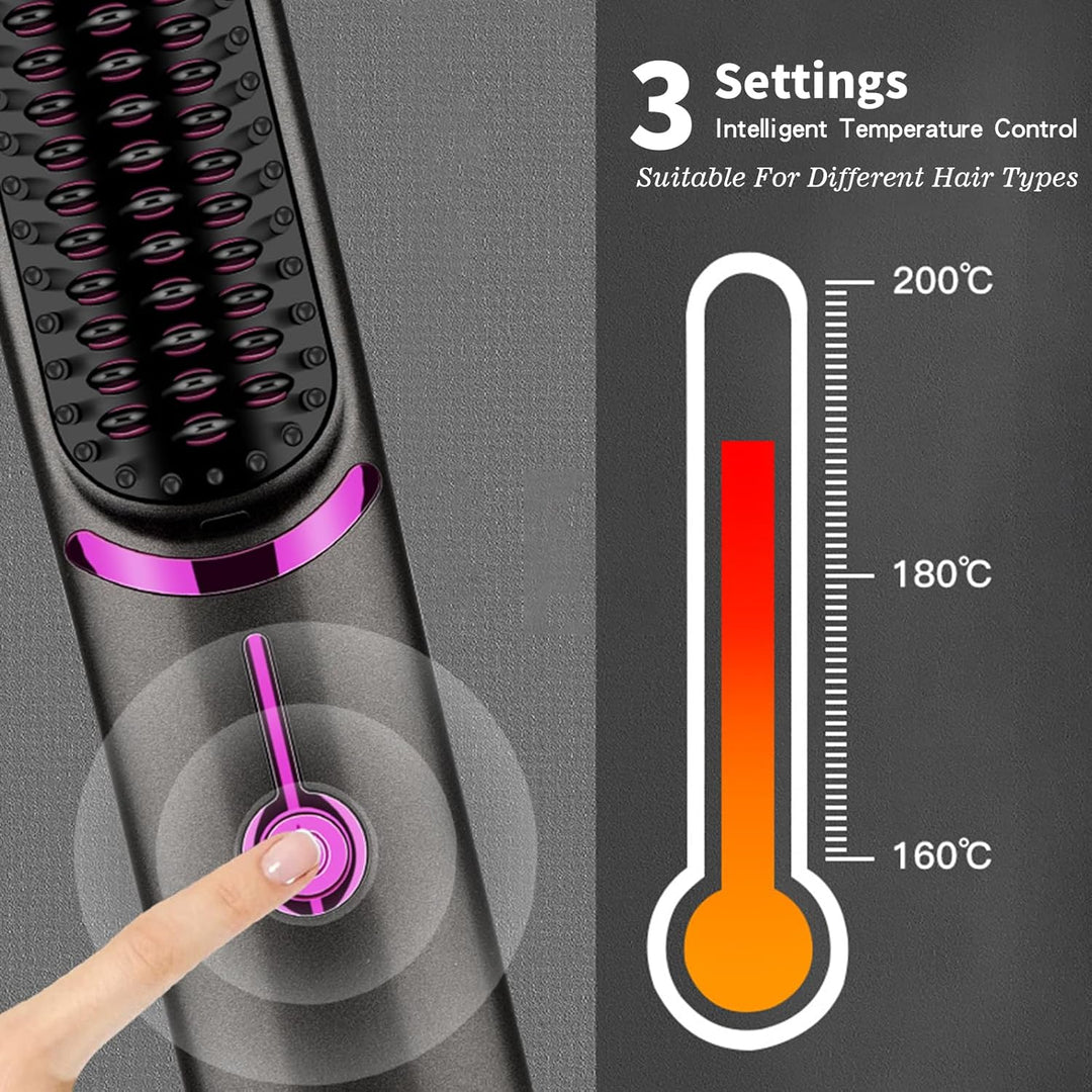 Glätteisenbürste, Kabelglätter für Damen und Herren, wiederaufladbar über USB, 5400 mAh, Ionen-Techn