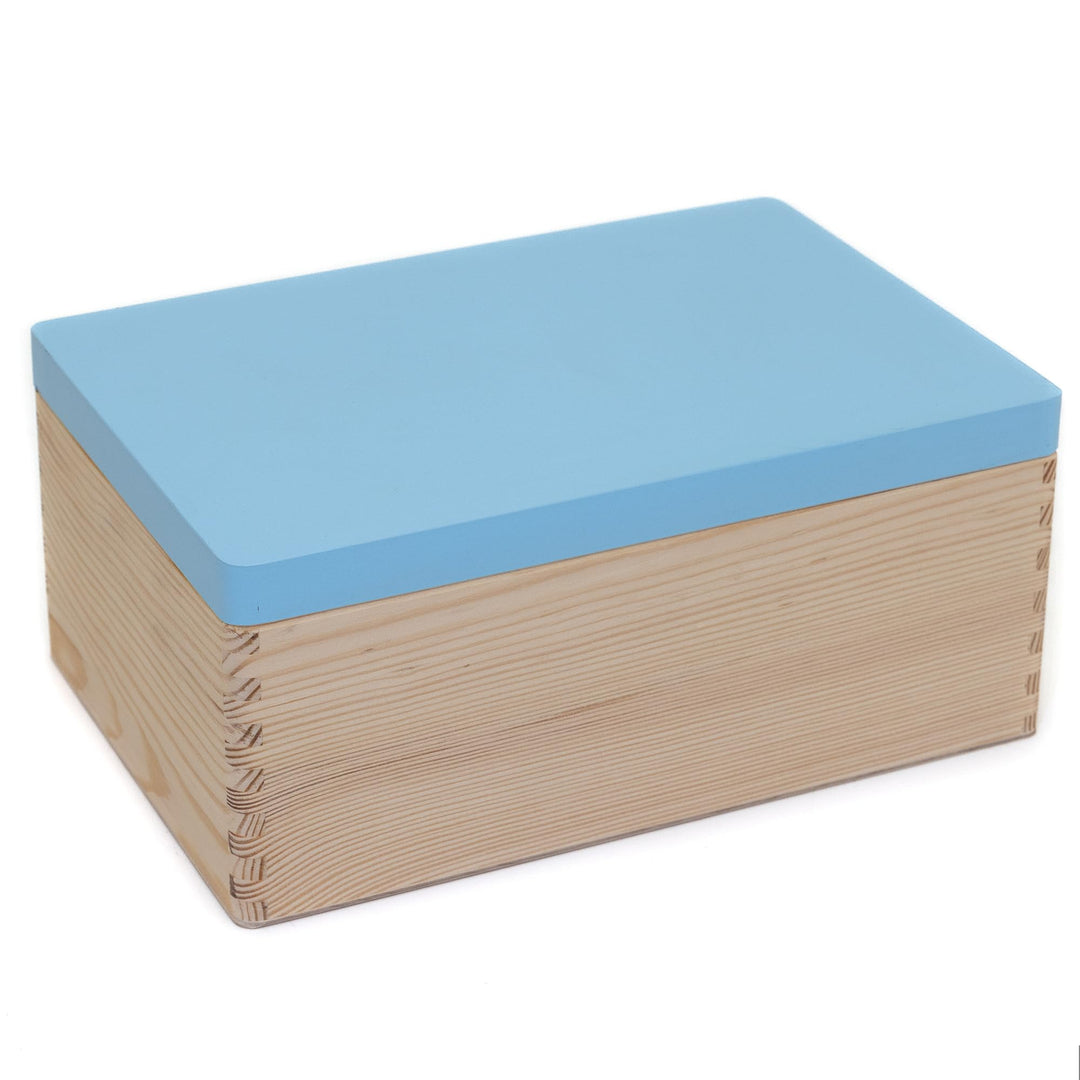 Holzkiste 30 x 20 cm Aufbewahrungsbox Erinnerungskiste Kiste Holz Deckel (Blau), Blau