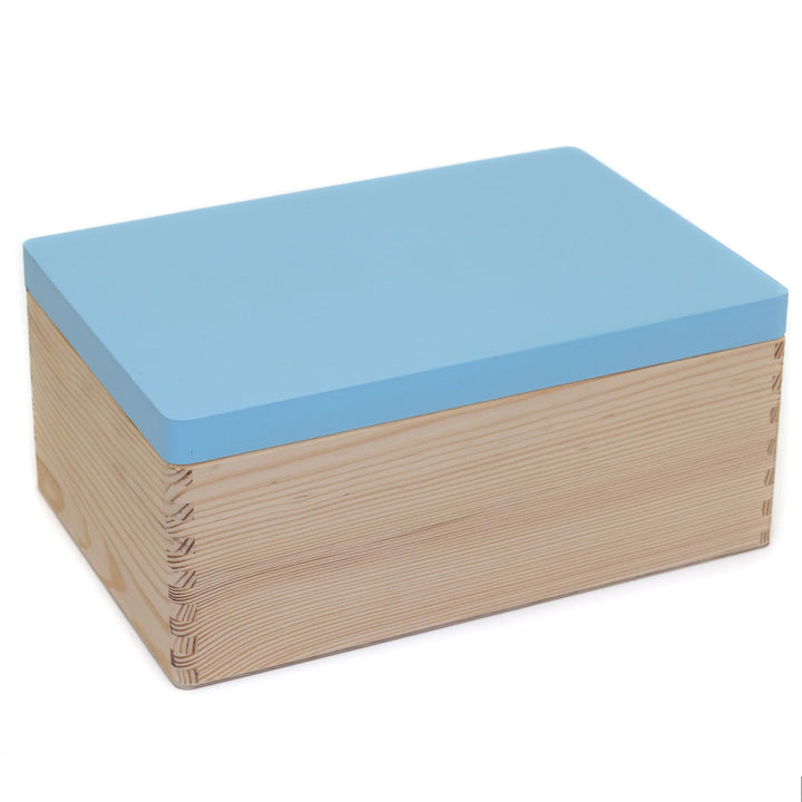 Holzkiste 30 x 20 cm Aufbewahrungsbox Erinnerungskiste Kiste Holz Deckel (Blau), Blau