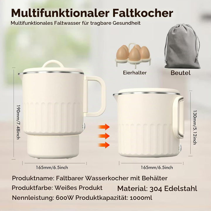 Faltbarer Reisewasserkocher, Camping Wasserkocher aus mit mit Automatische Konstanttemperatur und Da