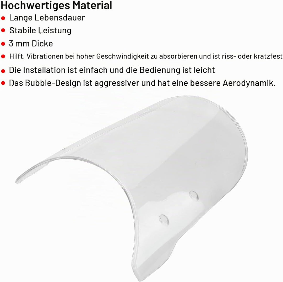 Yctze Motorrad Windschutzscheibe, Motorrad Windschutzscheibe Universal Anti-Crack Scratch Resistant