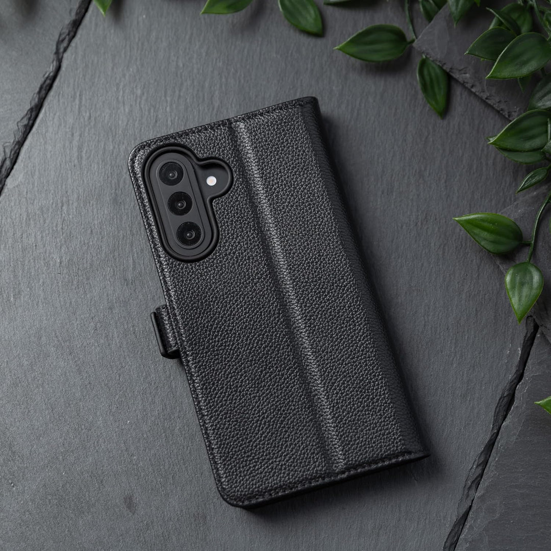 Snakehive Lederhülle für Galaxy A37 – Klapphülle mit Kartenfächern & Standfunktion (Geflecktes Schwa