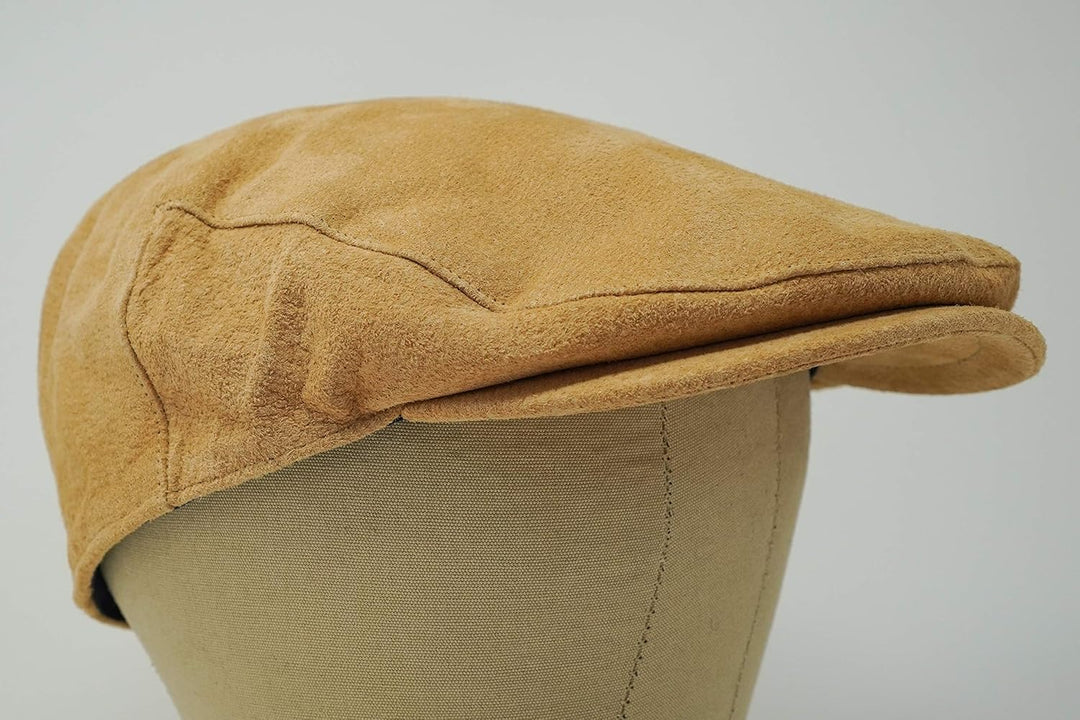 Borges & Scott The Tanner - Flat Cap aus Leder - Kappe mit weichem Schweinslederfutter, Leicht Gebrä