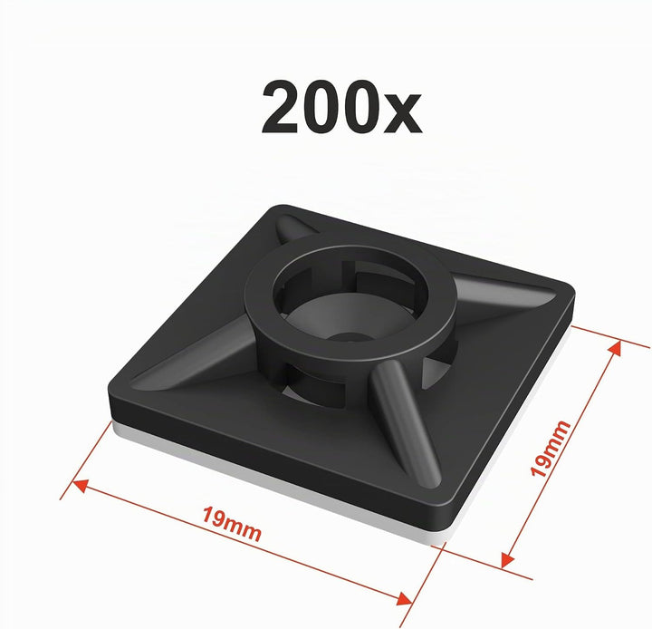 intervisio Klebesockel für Kabelbinder 19 mm x 19mm Montagesockel Kabelbinderhalter Set Schraubsocke