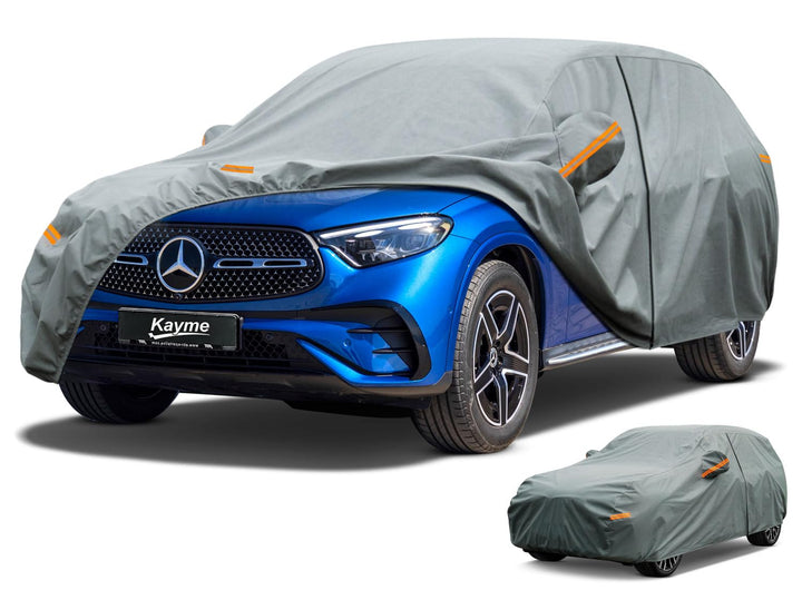kayme SUV Robustes Autoabdeckung Wasserdicht Atmungsaktiv, Vollgarage Autoplane für Regen Sonne Schu