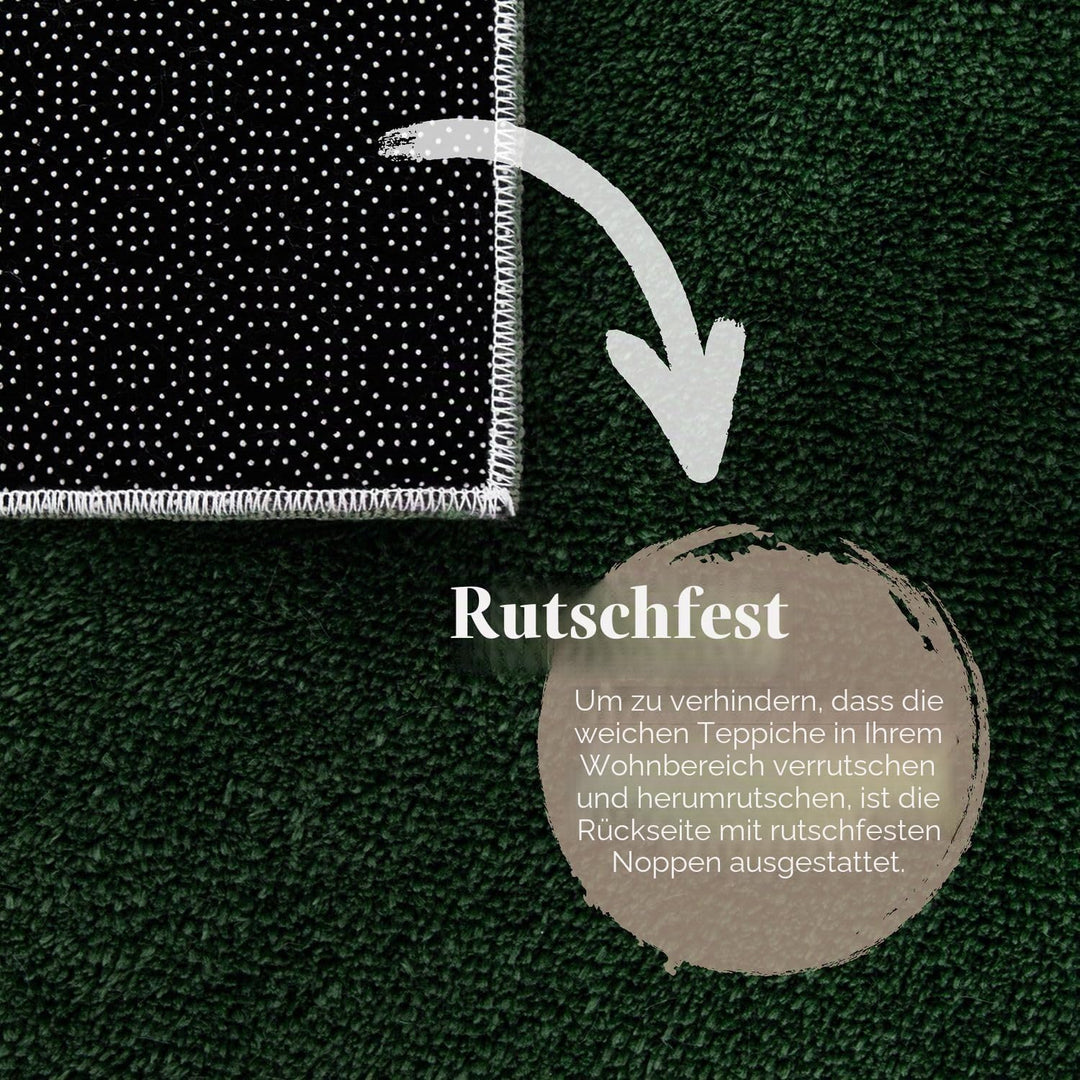 TT Home Teppich Wohnzimmer Kurzflor Anti-Rutsch Rückseite Einfarbiges Design Waschbar, Farbe: Dunkel