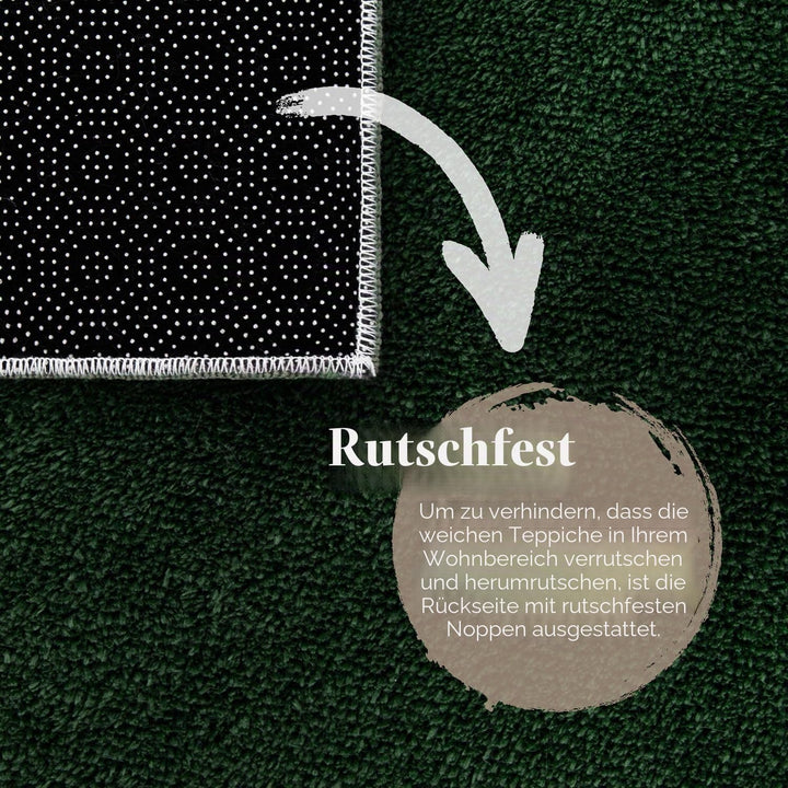 TT Home Teppich Wohnzimmer Kurzflor Anti-Rutsch Rückseite Einfarbiges Design Waschbar, Farbe: Dunkel