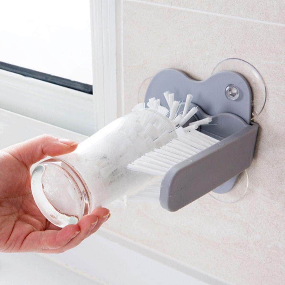 Glasbecher-Reinigungsbürste 360°, Flaschenreinigungs-Glaswaschbürste mit Saugfuss, Flexible Borsten,