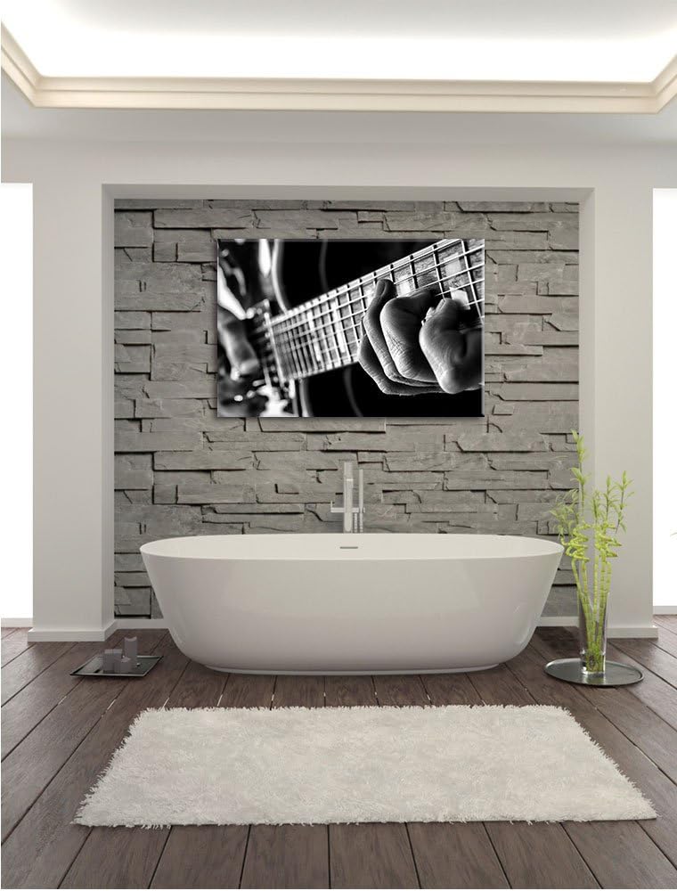 Pixxprint Gitarre Spielen / 100x70cm Leinwandbild bespannt auf Holzrahmen/Wandbild Kunstdruck Dekora