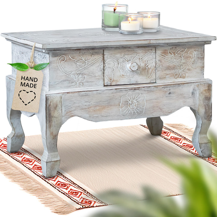 livasia Couchtisch, balinesischer Opiumtisch, Beistelltisch, Nachttisch
