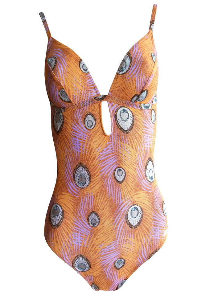 Solar Tan Thru Badeanzug orange/lila/Silber, Gr. 38 B-Cup