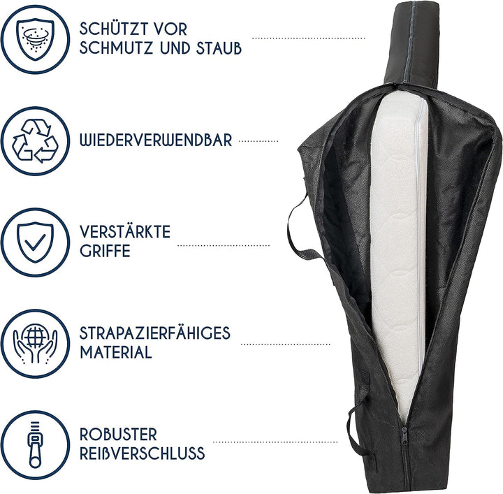 Dreamzie Matratzenhülle zur Lagerung und für Umzüge - Für Matratze 80x200 x 25 cm - 4 Griffe und Rei