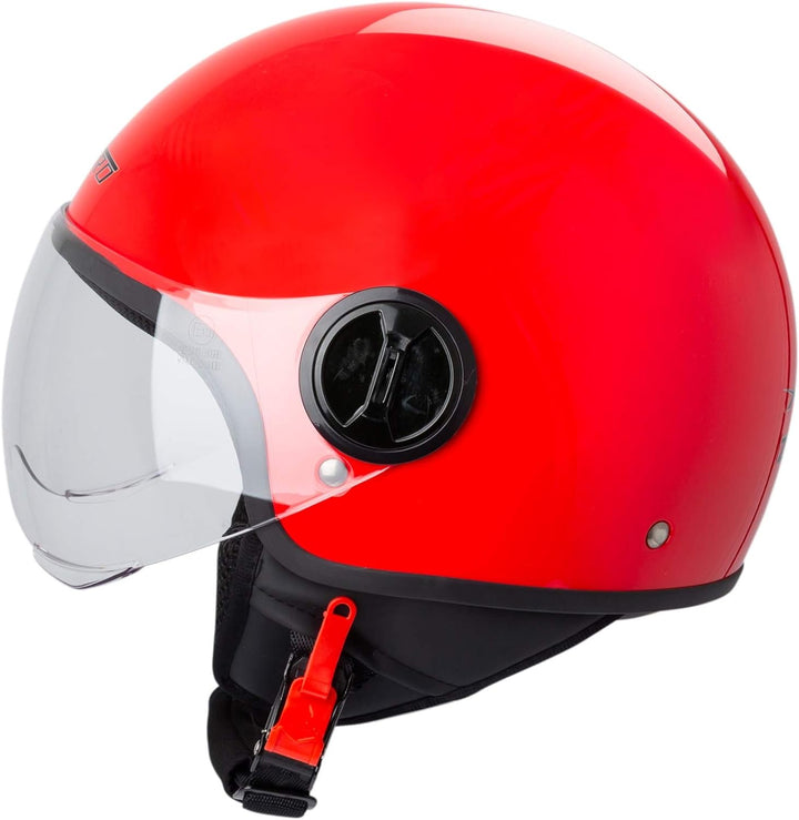 Motorradhelm Motorrad Roller Jet Helm Demi Avio Viser Homologiert SonicMoto 57 Rot, 57 Rot