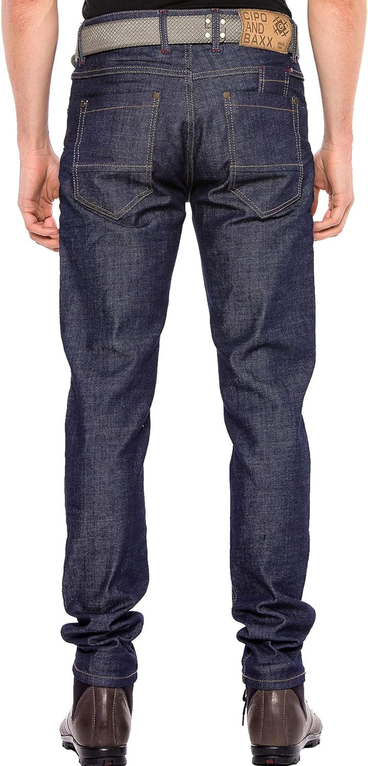 Cipo & Baxx Herren Jeans Hose Basic Casual 5-Pocket Denim Regular Fit Washed Jeans Pants Hose Dunkel