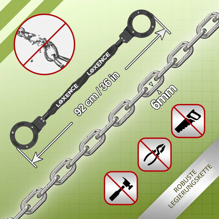 E Scooter Schloss, Handschellenschloss mit Wasserdichte Tasche, 92cm Hochsicherheits-Schlösser, Fahr