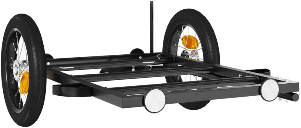 Mangloder Fahrradanhänger Schwarz 122x53x Eisen mit Deichsel, Zuladung, Sicherheitsflagge, ideal für