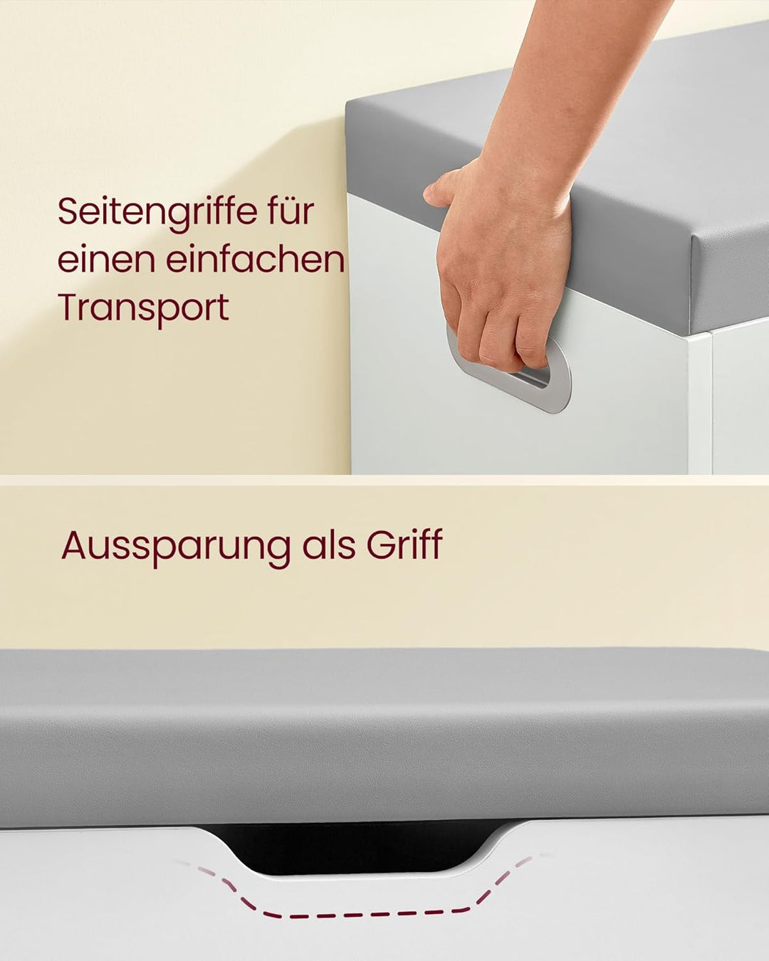 VASAGLE Schuhbank mit Sitzfläche, Sitzbank mit Stauraum, gepolstert, Fach unter Sitzkissen, Schuhreg