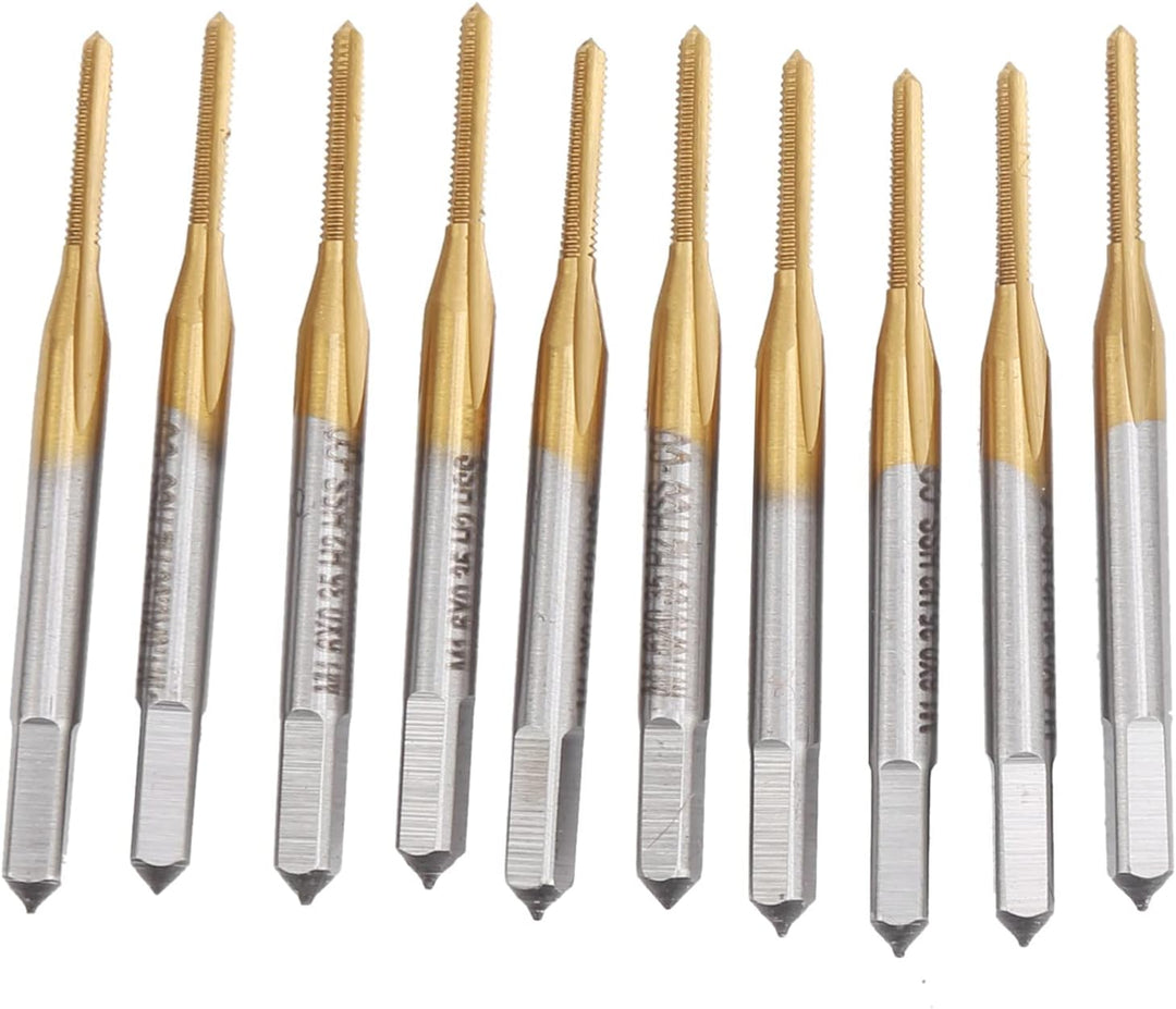 10 Stück HSS Metric Taps Titanbeschichtete Gewindebohrmaschine Gewindebohrer M1.6 x 0.35mm