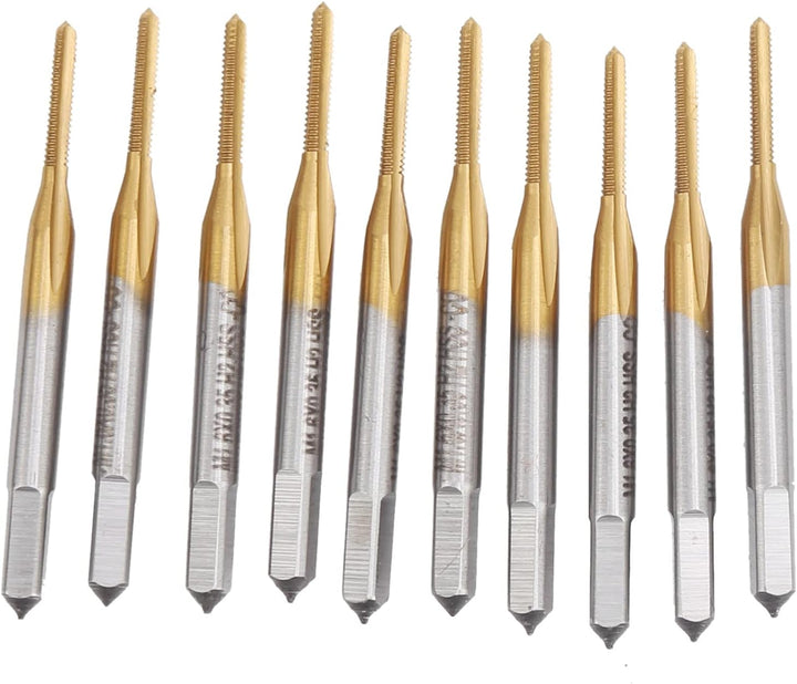 10 Stück HSS Metric Taps Titanbeschichtete Gewindebohrmaschine Gewindebohrer M1.6 x 0.35mm