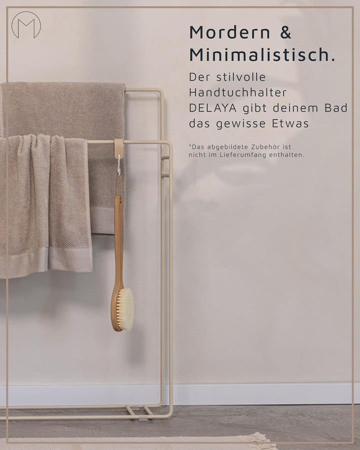 Metallbude Handtuchständer DELAYA Schwarz - Handtuchhalter - Platzsparend - Pulverbeschichtetes Meta