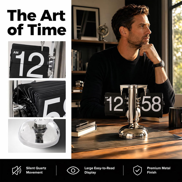 Digitale Klappuhr,Retro-Flip-Uhr,Flip-Schreibtischuhr,Flip-Uhr Retro,Schreibtischuhr Vintage Design