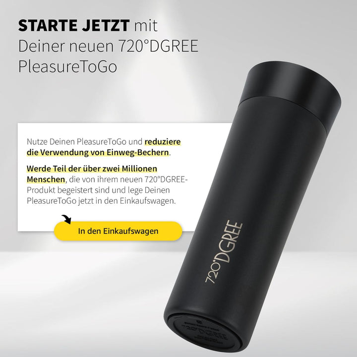 720°DGREE Thermobecher 350ml “PleasureToGo 2.0” - 3 Grössen, 5h Heiss, 10h Kalt, Auslaufsicher, BPA-