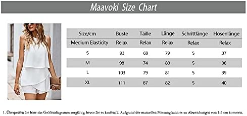 Maavoki Jumpsuit Damen Elegant Sommer Ärmellos Overall mit Rüschen Frauen Oberteile Top und Kurze Ho