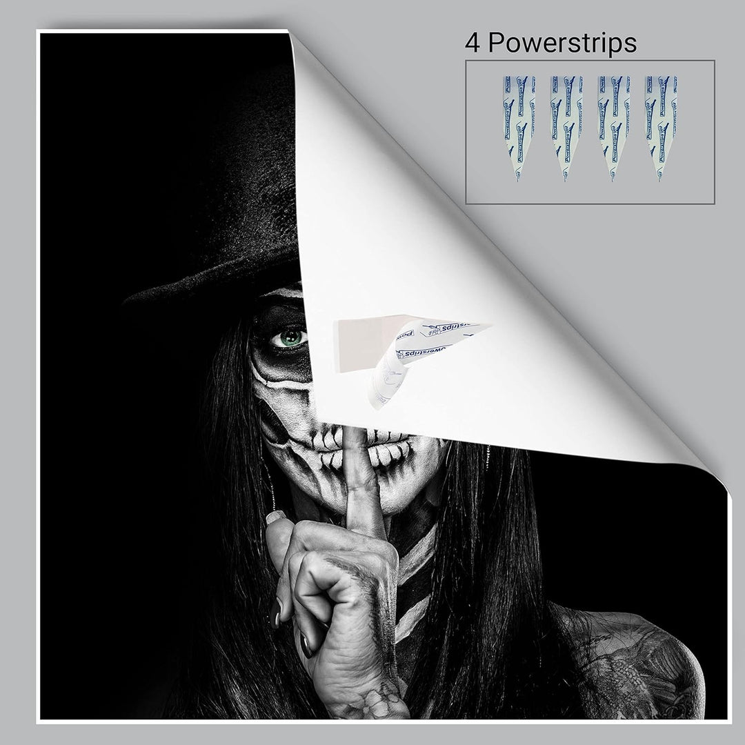 wandmotiv24 Poster als Wanddeko, Grösse 50x50cm, Model mit Totenkopf Makeup, Schminke, Grüne Augen,