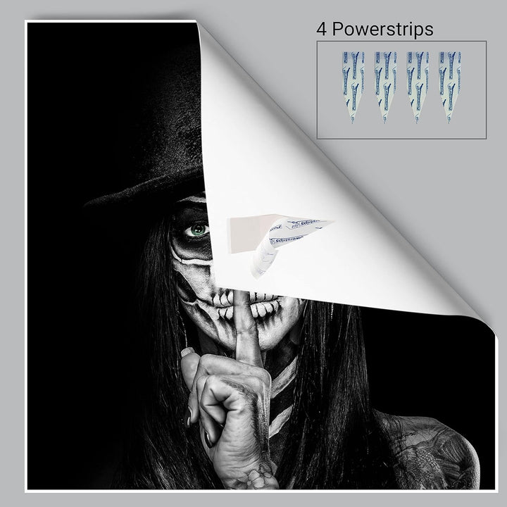 wandmotiv24 Poster als Wanddeko, Grösse 50x50cm, Model mit Totenkopf Makeup, Schminke, Grüne Augen,