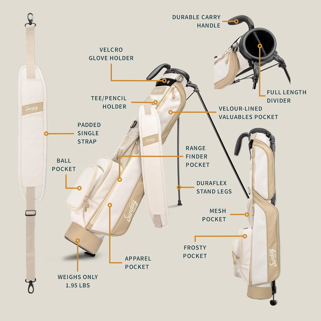 Sunday Golf Loma Tasche – Leichte Tasche mit Riemen und Ständer – Leicht zu tragende Pitch n Putt-Go