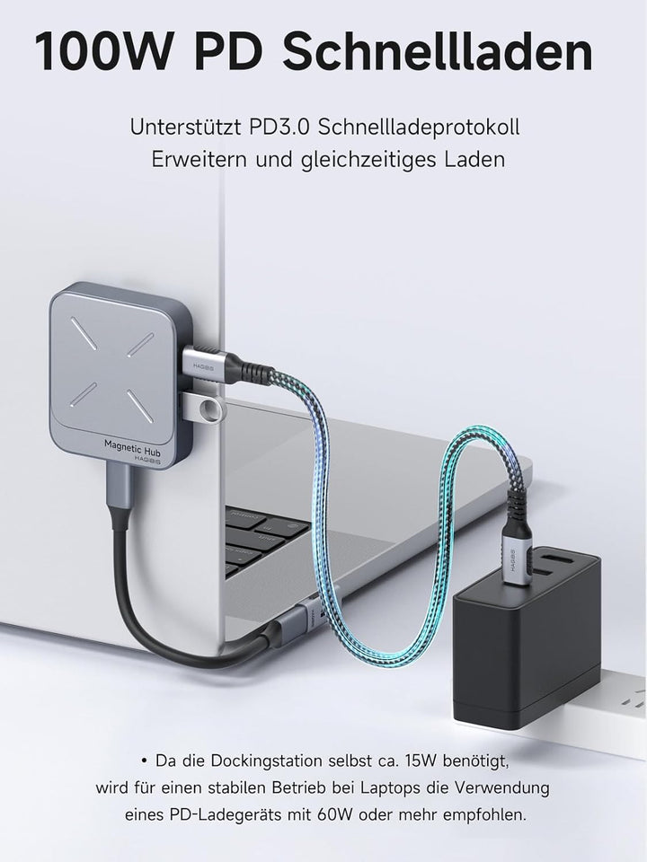 Hagibis Doppelseitig Magnetischer USB C Hub für iPhone 17 16 15 Pro Max, SD 4.0 UHS-II 312MB/s Karte