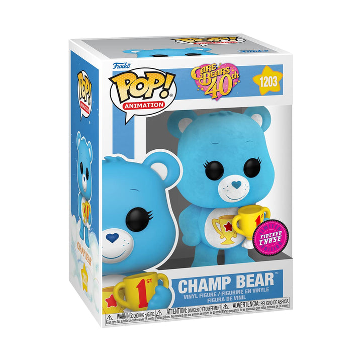 Funko Pop! Animation: CB40- Champ Bear - Beflockt CH - Care Bears - Vinyl-Sammelfigur - Geschenkidee