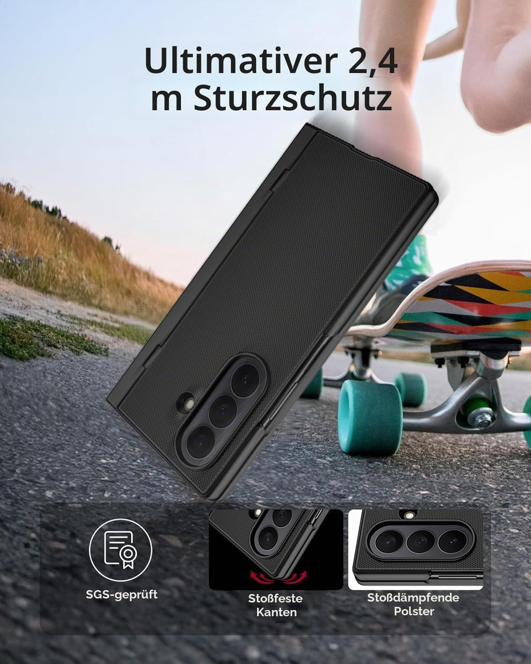 Miimall Handyhülle Kompatibel mit Samsung Galaxy Z Fold 7 Hülle mit Ständer, [HD Displayschutz] Ultr