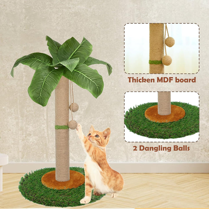 HOMYHANDS Kratzbaum für Indoor-Katzen und Kätzchen, 60 cm hoch, Katzenkratzbaum mit Sisalseil, Palme