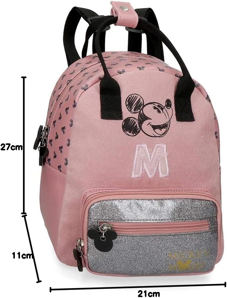 Disney Mickey The Blogger Vorschul-Rucksack Rosa 21x27x11 cms PVC und Polyester 6.24L Vorschulrucksa