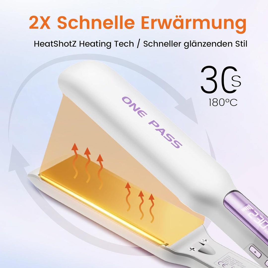 Faszin Professionelles Ionen Glätteisen, 42mm Breite Titanplatten Haarglätter für einen glatten Stil