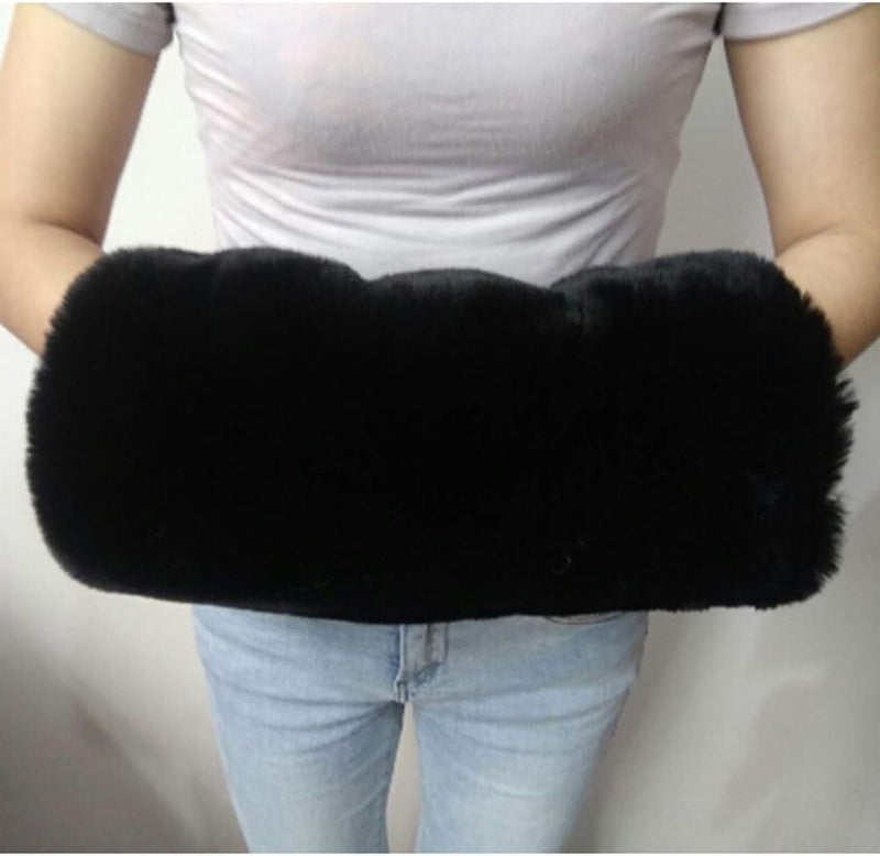 VORCOOL Kunstpelz Hand Muffs Schwarz Warm Kunstpelz Winter Muffs für Männer Mädchen