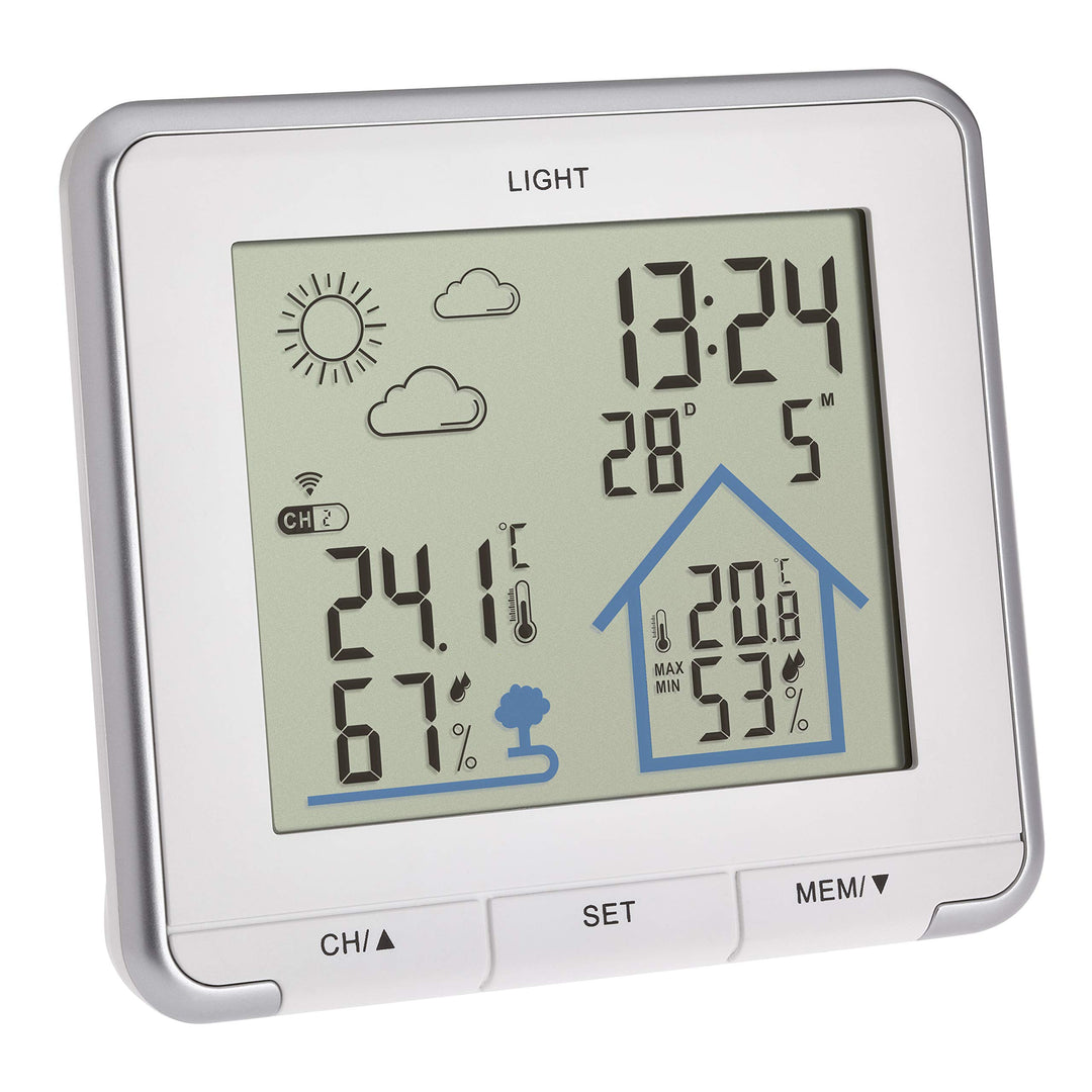 TFA Dostmann Wetterstation Funk Life, digitale Funkwetterstation, Luftfeuchtigkeit, Temperatur, mit