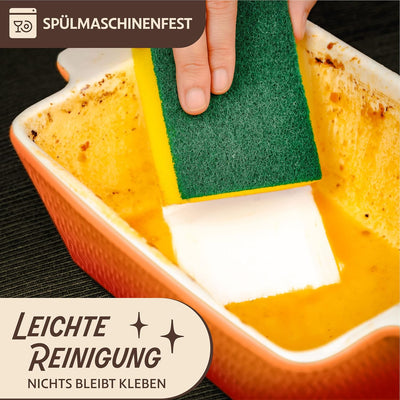 Auflaufform aus Keramik für 2 Personen - Für Lasagne, Tiramisu & Auflauf - Extra Hoher Rand - Eckig