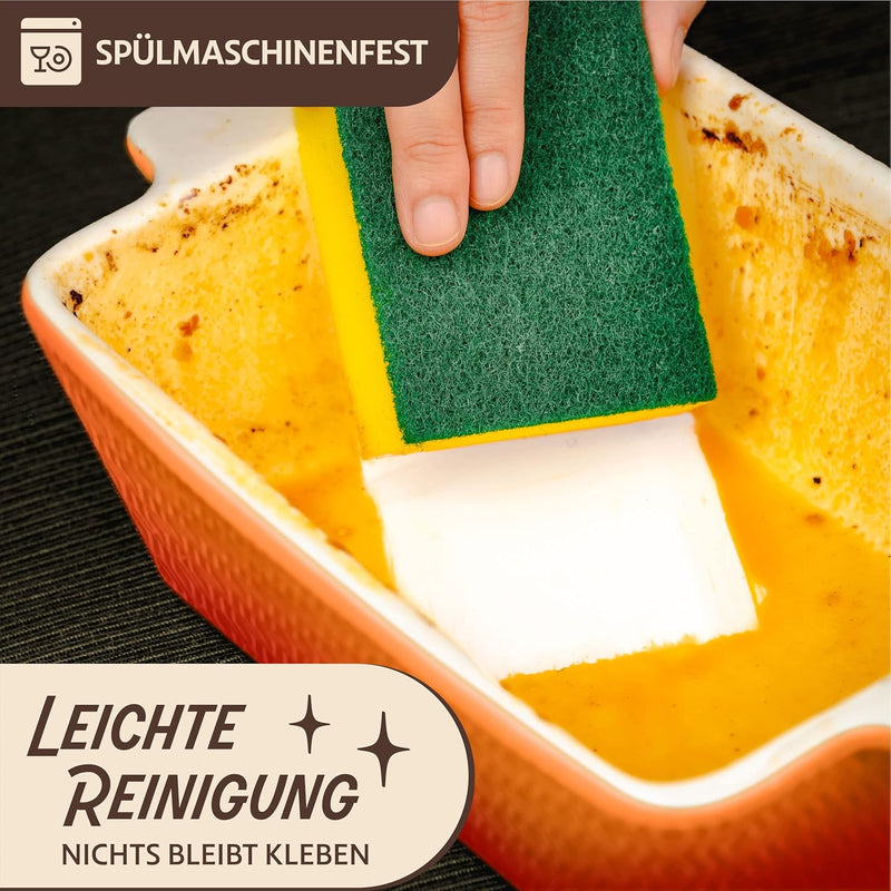 Auflaufform aus Keramik für 2 Personen - Für Lasagne, Tiramisu & Auflauf - Extra Hoher Rand - Eckig