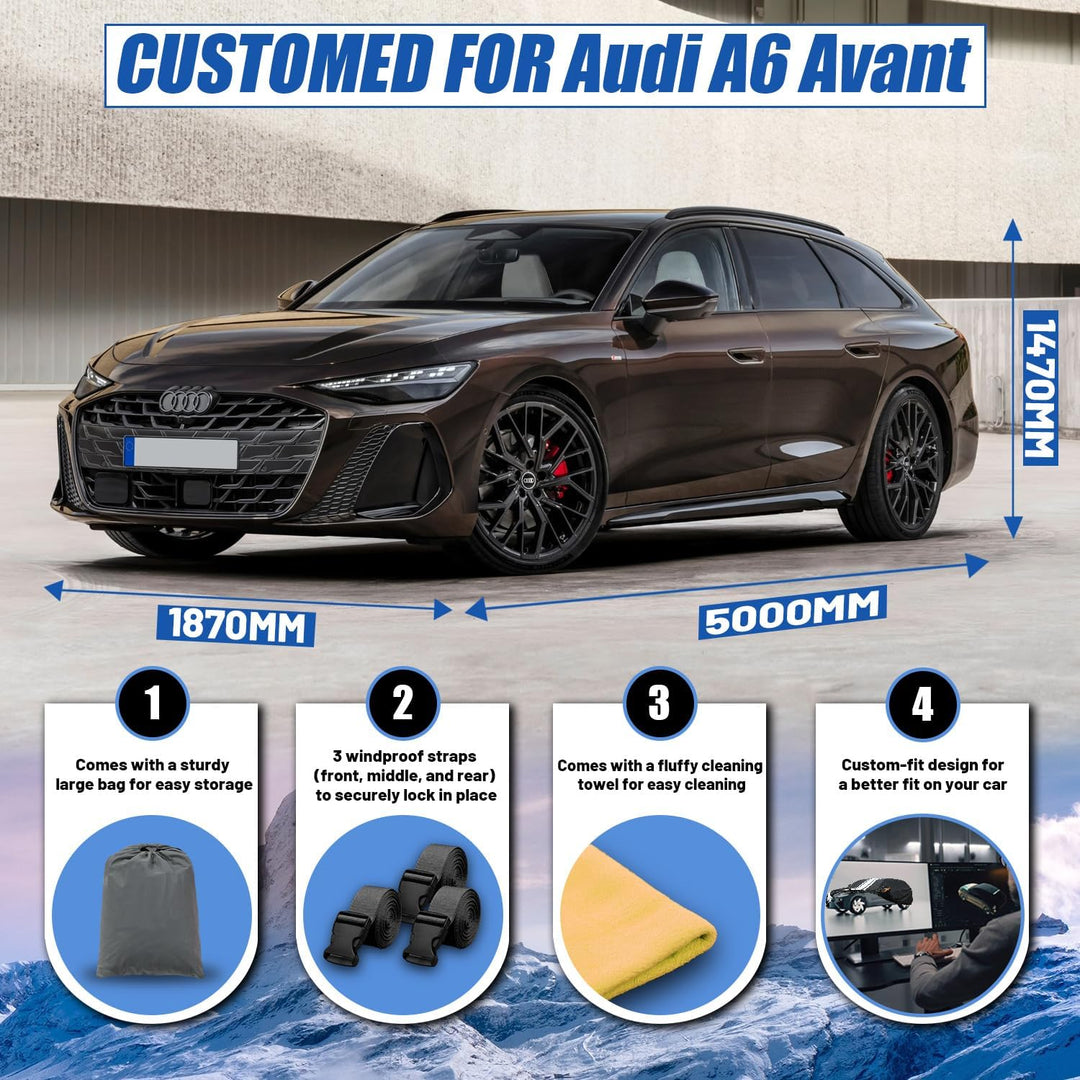 Autoabdeckung Wasserdicht Atmungsaktiv Passend für Audi A6 Avant/Allroad 2004-2026, Vollgarage Autop