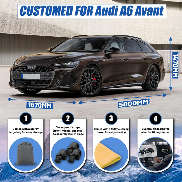 Autoabdeckung Wasserdicht Atmungsaktiv Passend für Audi A6 Avant/Allroad 2004-2026, Vollgarage Autop