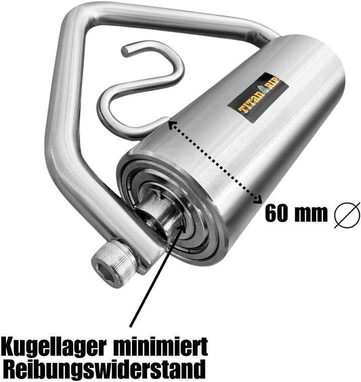 Rolling Handle – Unterarm- &amp; Handgelenktrainer aus massivem Edelstahl (Ø60 mm) mit Kugellager – für