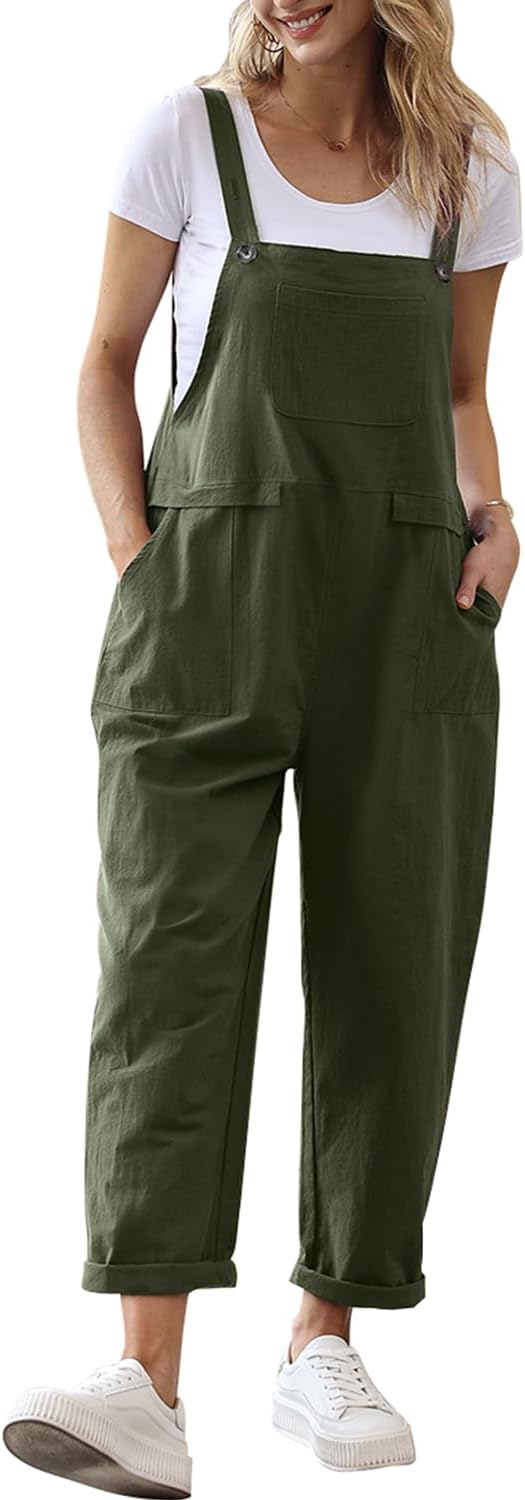 YESNO Damen Latzhose Sommer Oversize Trägerhose Beiläufig Loose Bib Pants Overall Baggy Jumpsuit Str