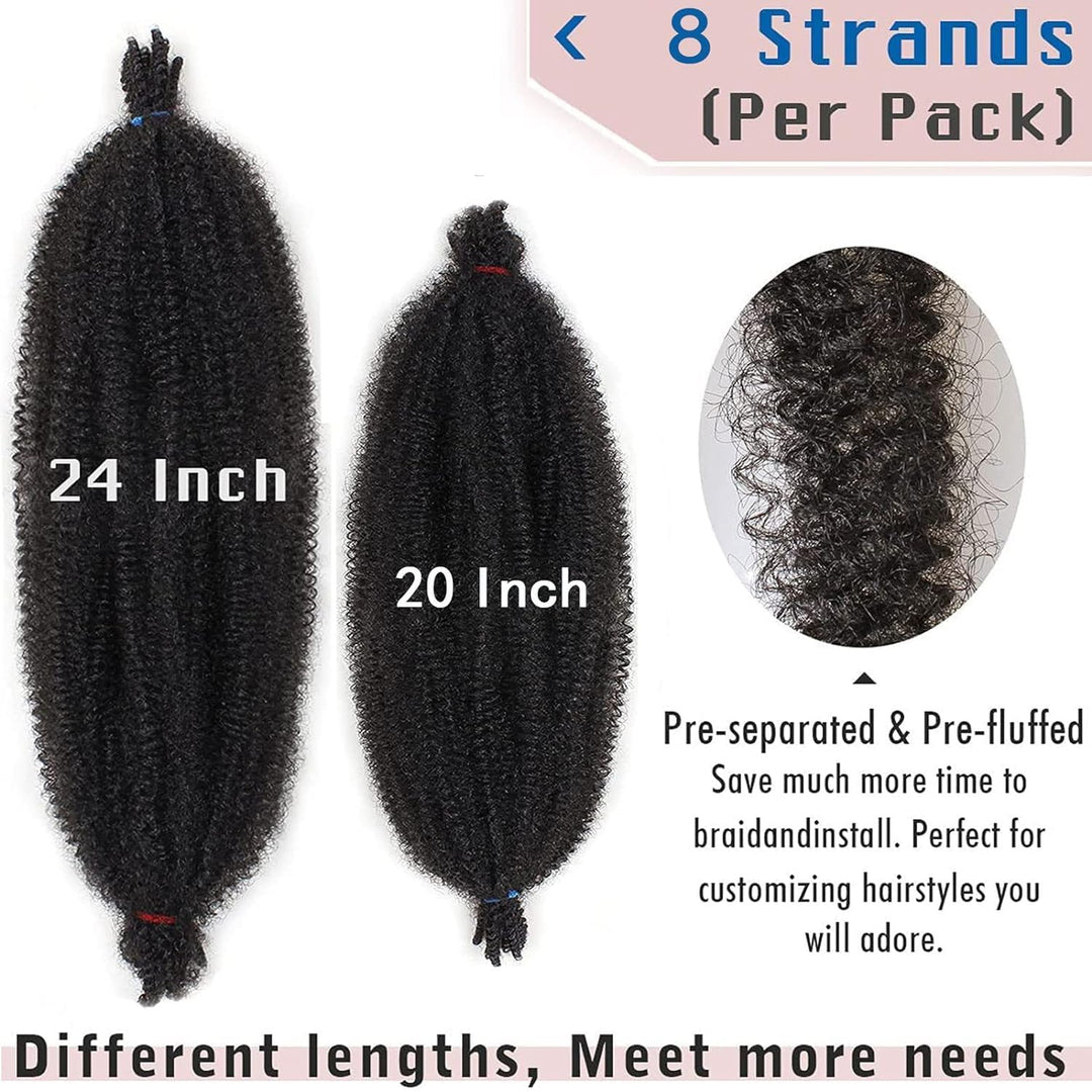 Xtrend 3er-Pack vorgetrennter afro-gedrehter Haarverlängerungen für natürliche Marley Twist Faux Dre