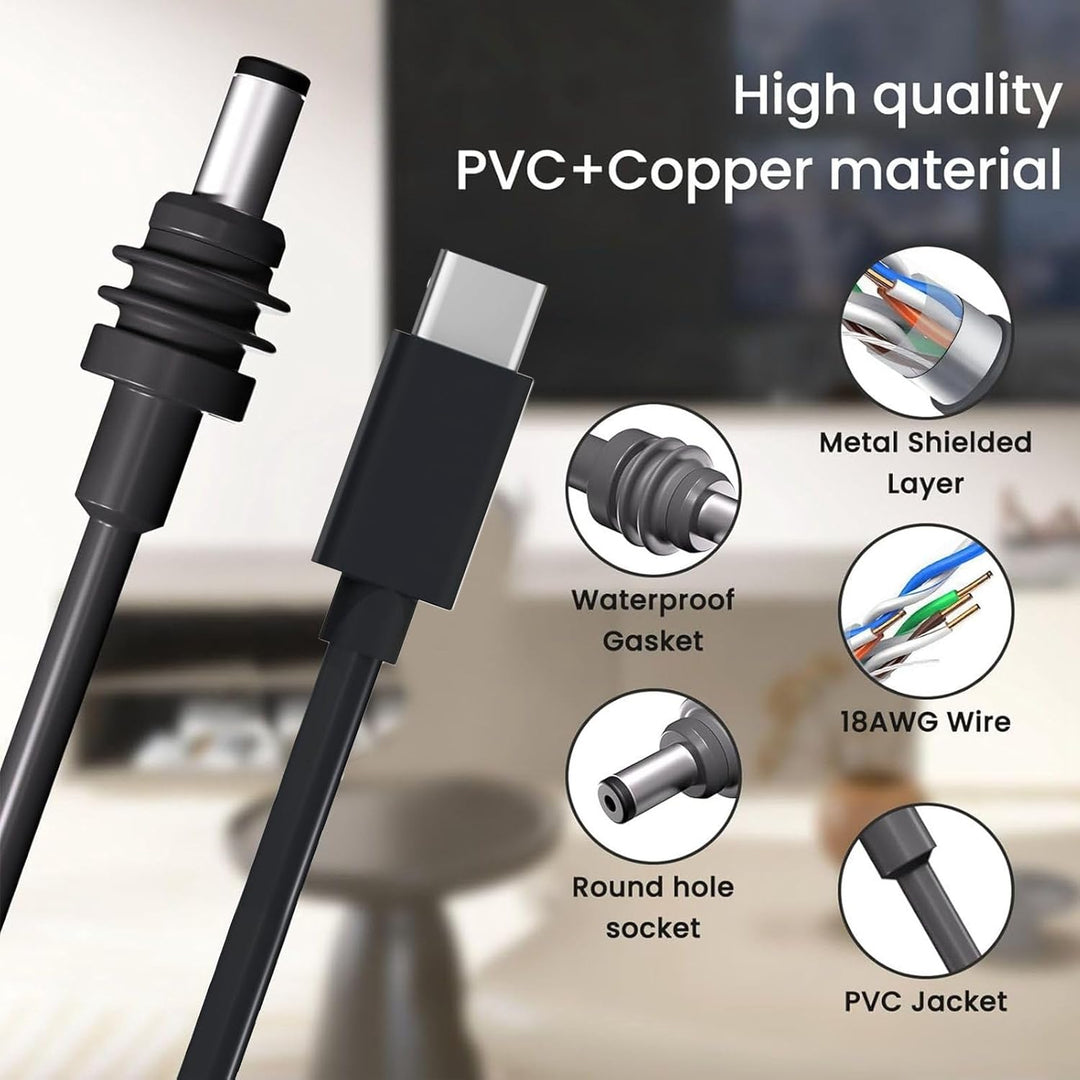 Fockety 5 M Langes Mini-USB-C-auf-DC-Stromkabel, USB-Typ-C-Eingang auf Wasserdichtes Hohlstecker-Lad