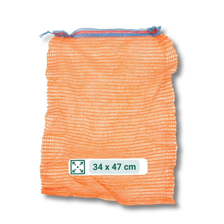 AGRI plus 100 Stück Gemüsesäcke orange mit Zugband I 34 x 47 cm I verschiedene Grössen I Grobmaschig