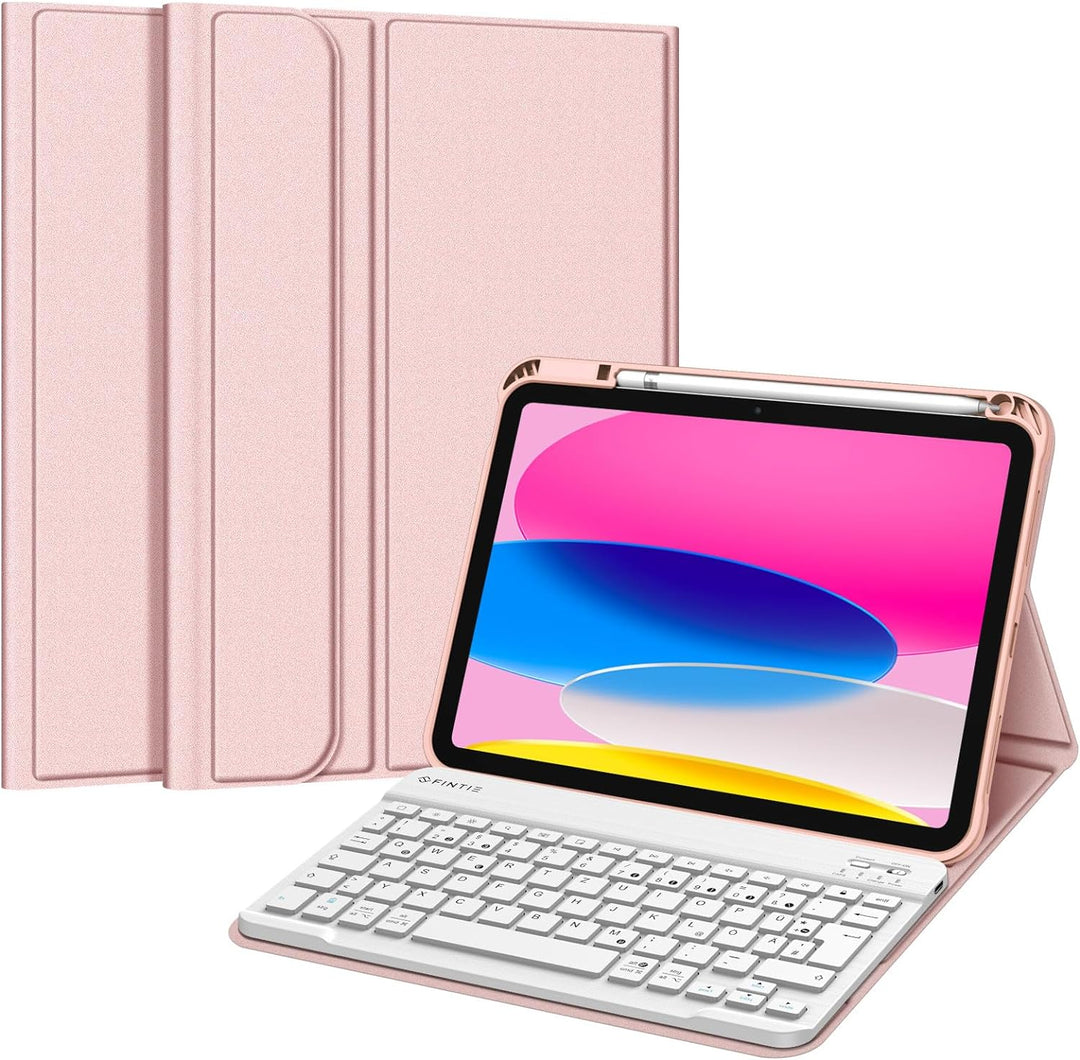 Fintie Tastatur Hülle für iPad 10. Generation 2022 (10.9 Zoll), Schutzhülle mit TPU Rückschale, Penc