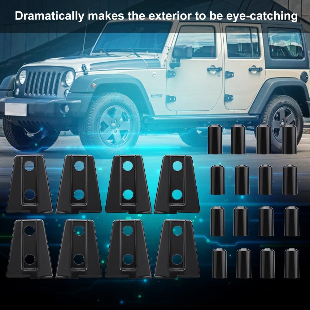 Dioche Scharnierabdeckungen, 8 Schwarze Autotürscharnierabdeckungen für Jeep Wrangler JK Unlimited 4