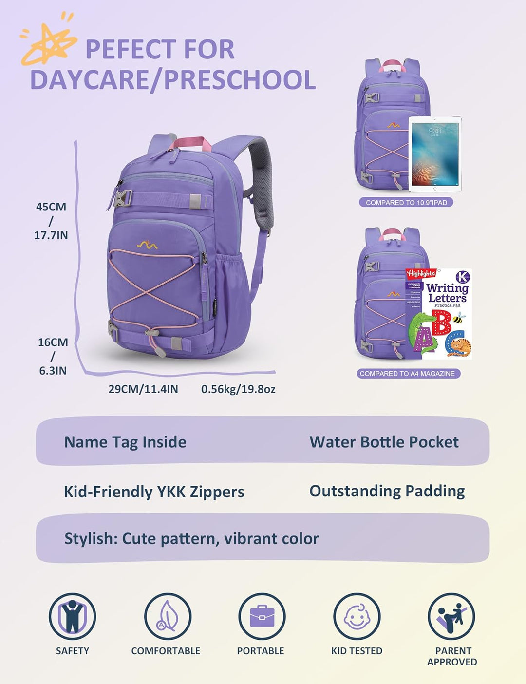 Mountaintop 18L Kinderrucksack Mädchen Jungen für Schule Wandern | Schulrucksack Schultasche mit Bru